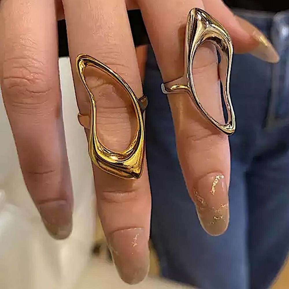 Irregular Hollow Out Gold Plated Ring